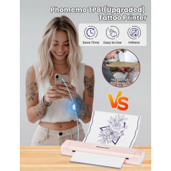 Impresora Rosa Phomemo TP81 de Plantillas para Tatuajes Inalámbrica